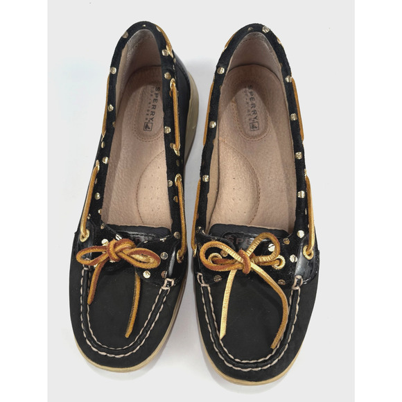 Sperry Women’s Top Sider Angelfish Shimmer Black and Gold Boat Shoes Size 7.5M - Picture 3 of 8